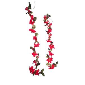 HEALLILY‎ 10ft Red Poinsettia Garland Christmas Door Decoration